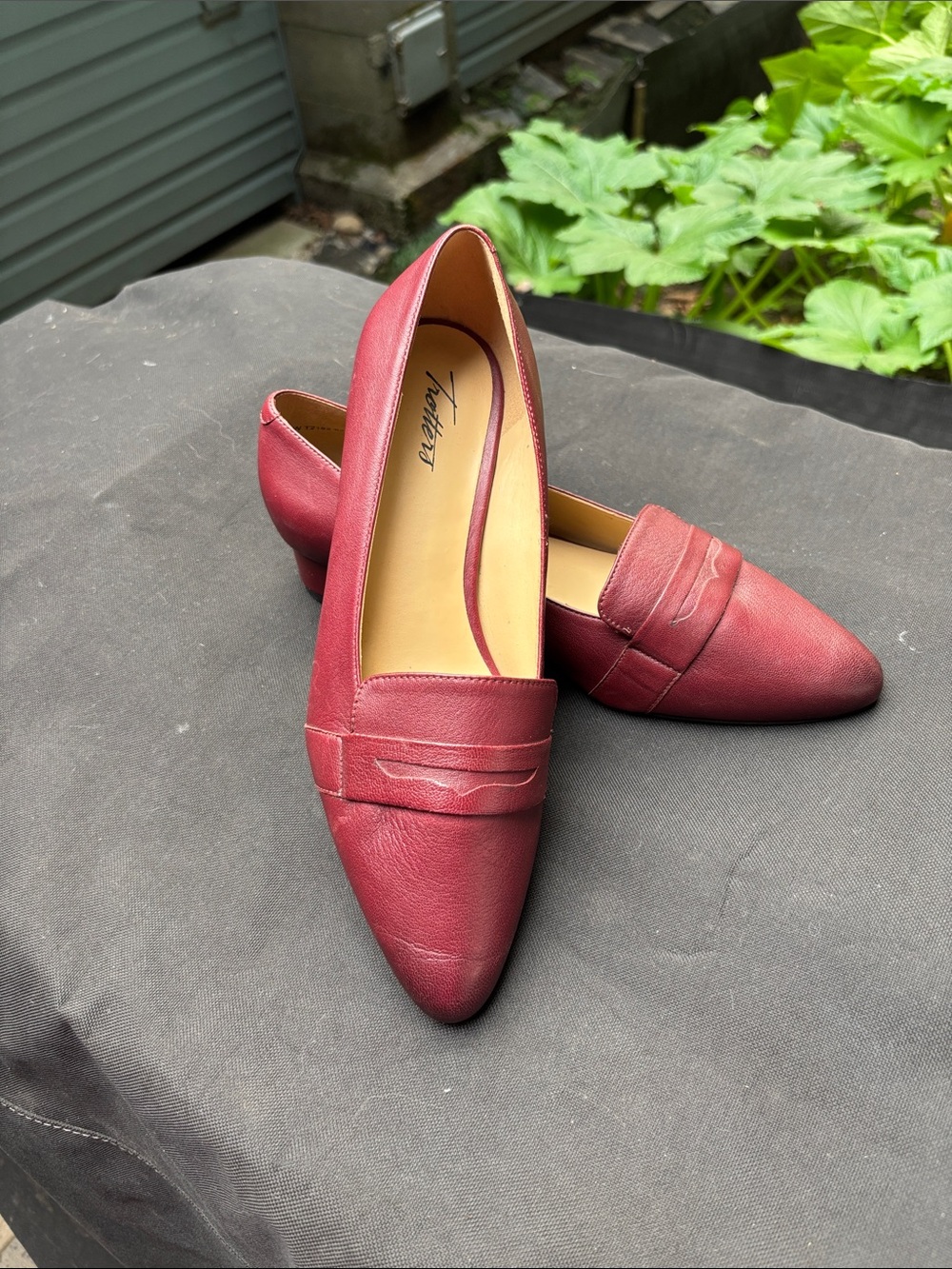 Trotters Women's Wine Pointed-Toe Leather Loafers